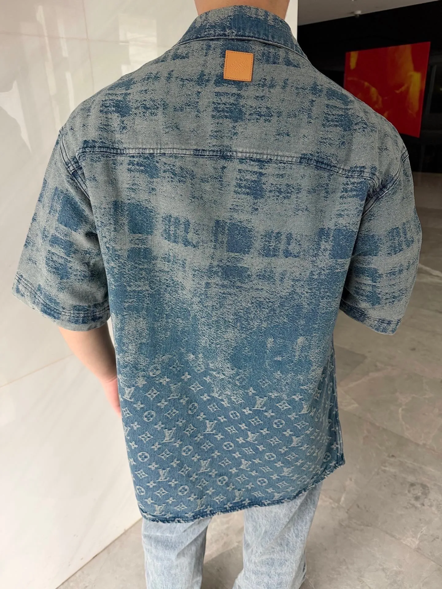 Louis Vuitton/Louis Vuitton presbyopic logo gradient denim short-sleeved shirt